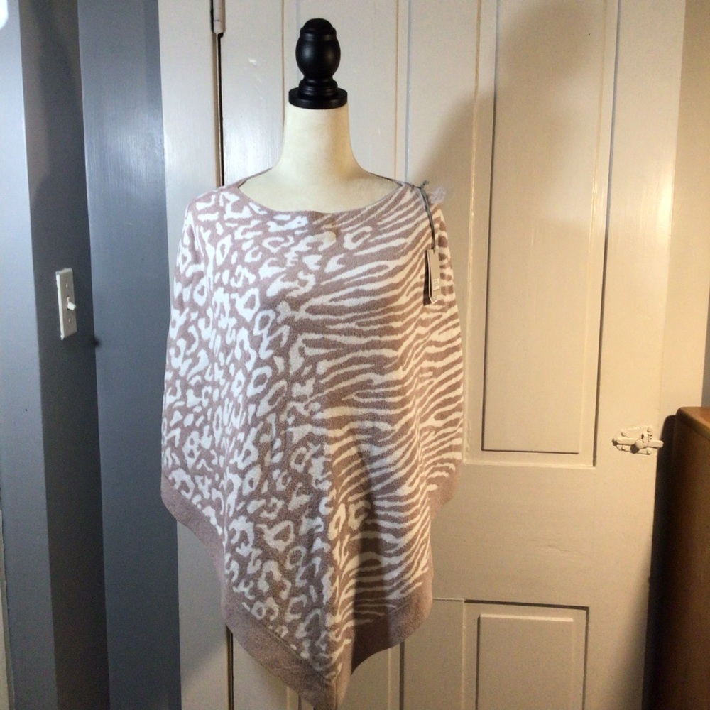 Barefoot Dreams Taupe and Cream Poncho NWT